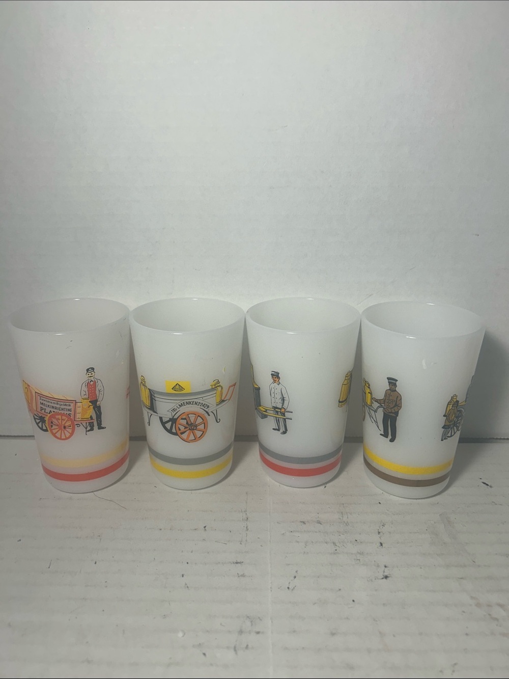 Vintage Milk glass Tumblers set of 4